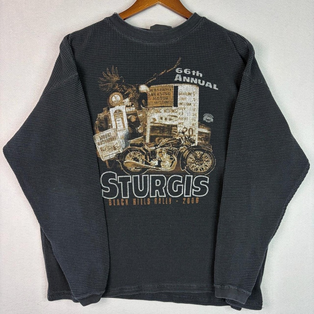 American Biker Sturgis Black Hills Rally 2006 Cotton Thermal Long Sleeve Shirt